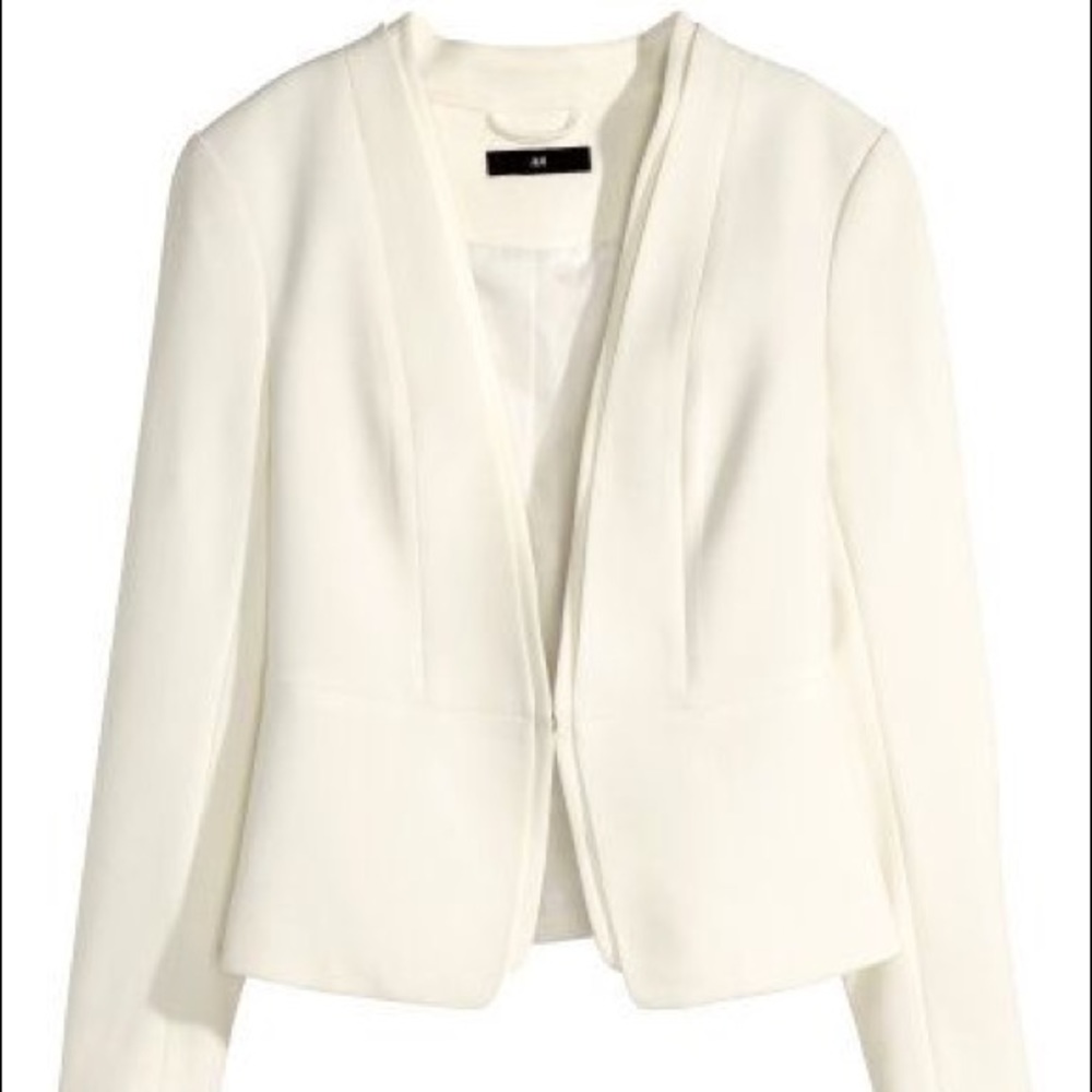 H&M White Fitted Jacket